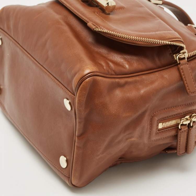 Pre Owned Jimmy Choo Brown Leather Justine Satchel