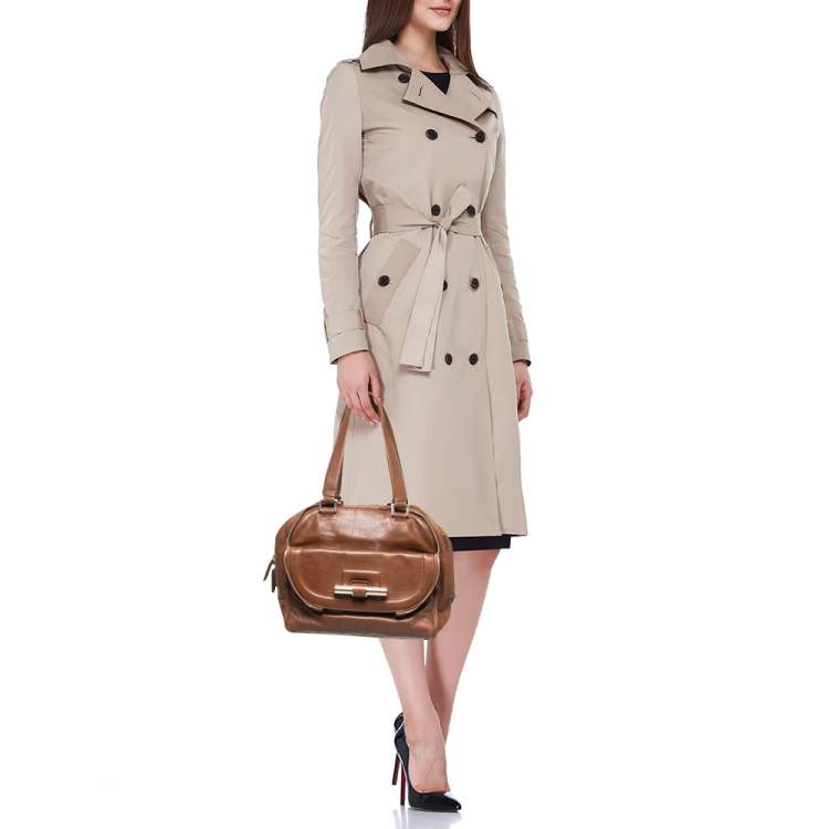 Pre Owned Jimmy Choo Brown Leather Justine Satchel