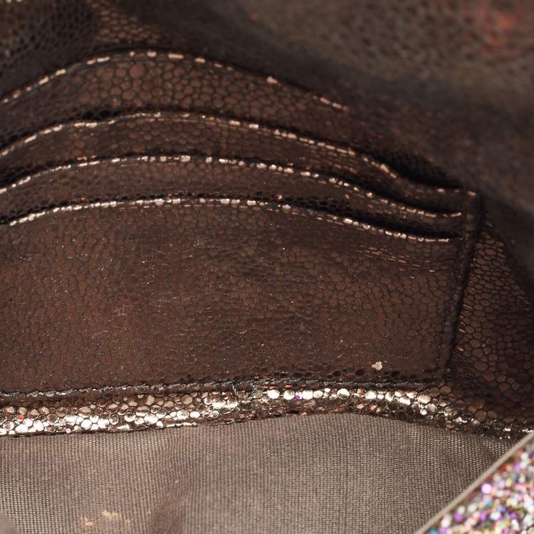 Pre Owned Jimmy Choo Multicolor Glitter and Leather Wristlet Pouch