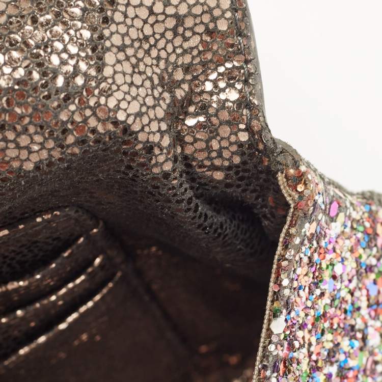 Pre Owned Jimmy Choo Multicolor Glitter and Leather Wristlet Pouch