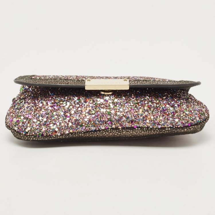 Pre Owned Jimmy Choo Multicolor Glitter and Leather Wristlet Pouch