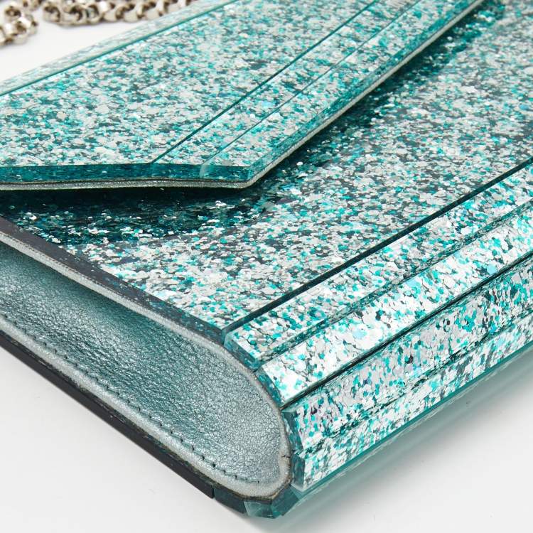 Pre Owned Jimmy Choo Mint Green Acrylic and Leather Candy Chain Clutch 