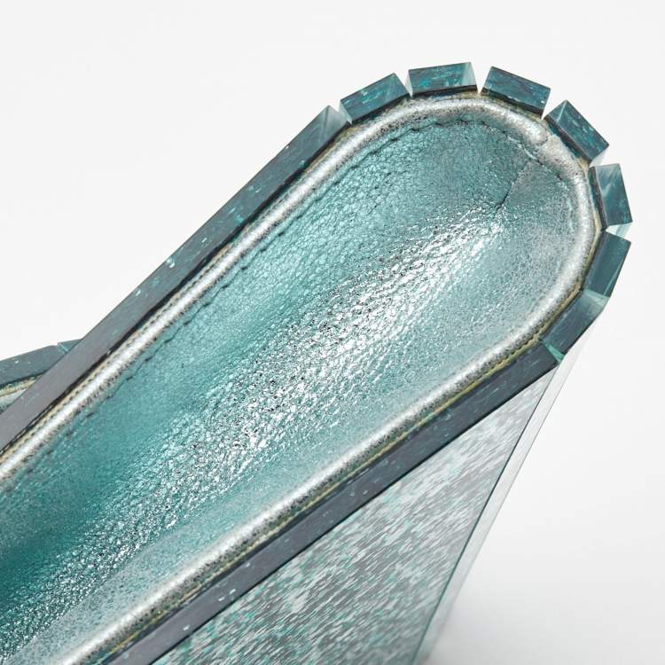 Pre Owned Jimmy Choo Mint Green Acrylic and Leather Candy Chain Clutch 