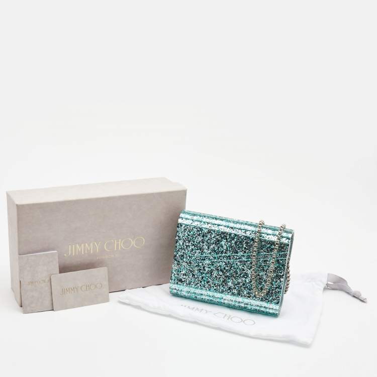 Pre Owned Jimmy Choo Mint Green Acrylic and Leather Candy Chain Clutch 