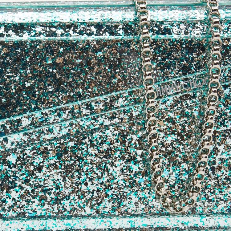 Pre Owned Jimmy Choo Mint Green Acrylic and Leather Candy Chain Clutch 