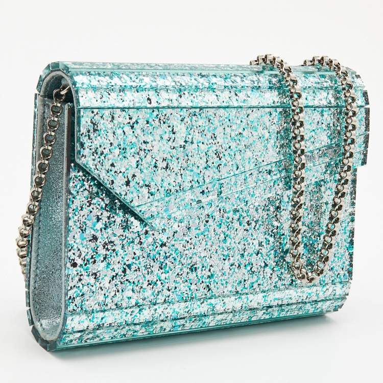 Pre Owned Jimmy Choo Mint Green Acrylic and Leather Candy Chain Clutch 