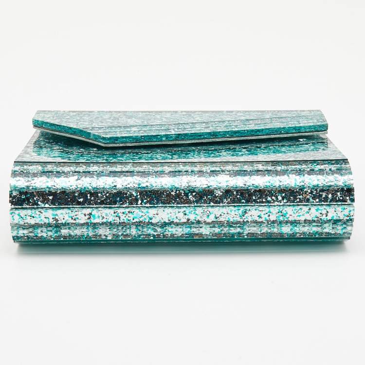 Pre Owned Jimmy Choo Mint Green Acrylic and Leather Candy Chain Clutch 