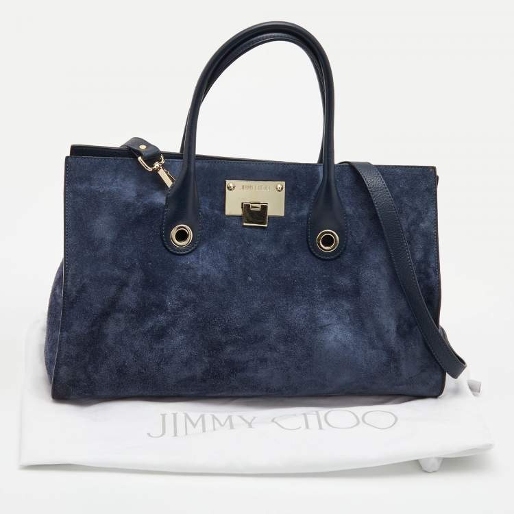 Pre Owned Jimmy Choo Blue Suede And Leather Riley Tote