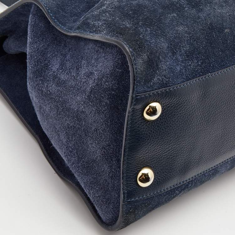 Pre Owned Jimmy Choo Blue Suede And Leather Riley Tote