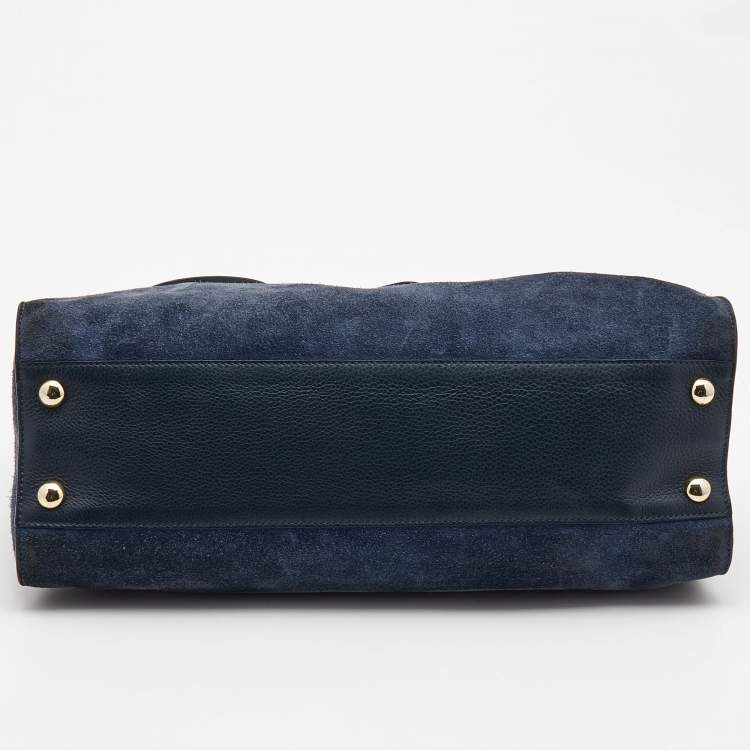 Pre Owned Jimmy Choo Blue Suede And Leather Riley Tote