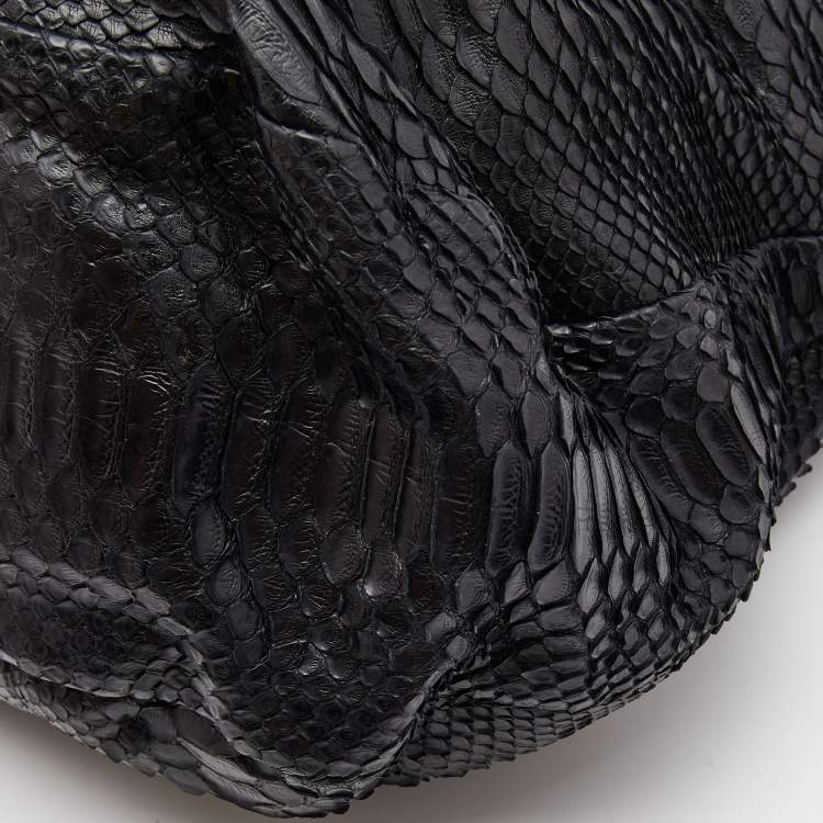Pre Owned Jimmy Choo Black Python Boho Biker Chain Hobo