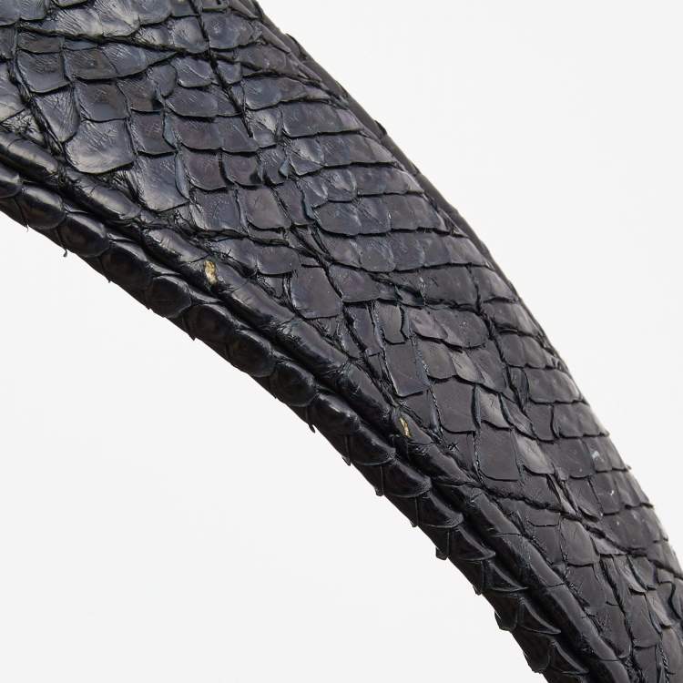 Pre Owned Jimmy Choo Black Python Boho Biker Chain Hobo