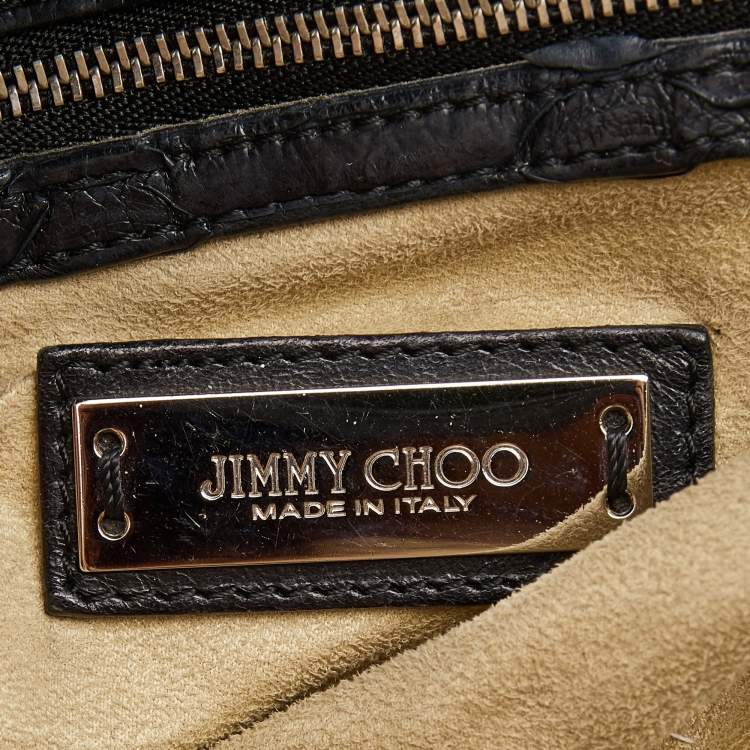 Pre Owned Jimmy Choo Black Python Boho Biker Chain Hobo