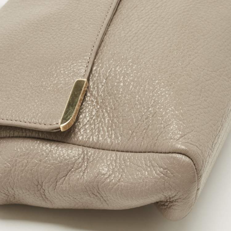 Pre Owned Jimmy Choo Grey Shimmer Leather Flap Shoulder Bag
