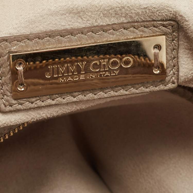 Pre Owned Jimmy Choo Grey Shimmer Leather Flap Shoulder Bag