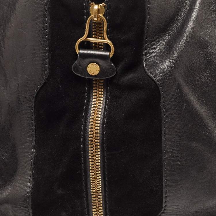 Pre Owned Jimmy Choo Black Leather and Suede Mandah Expandable Bag