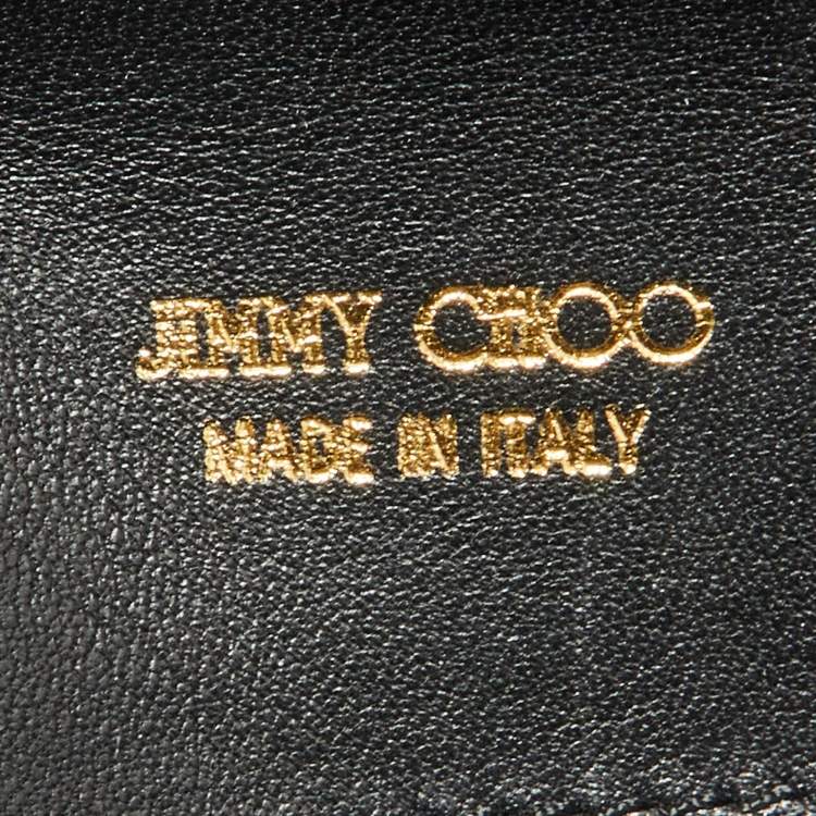 Pre Owned Jimmy Choo Beige/Brown Lizard Embossed and Patent Leather Reese Clutch