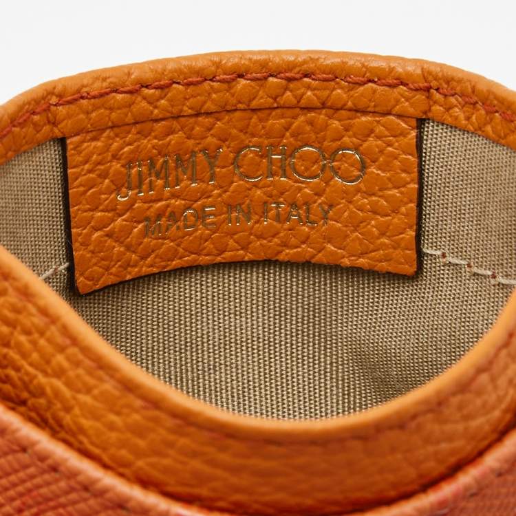 Pre Owned Jimmy Choo Orange Monogram Leather Umika Card Case