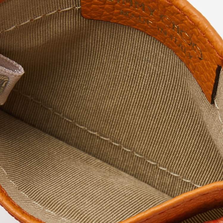 Pre Owned Jimmy Choo Orange Monogram Leather Umika Card Case