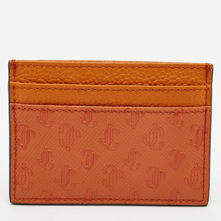 Pre Owned Jimmy Choo Orange Monogram Leather Umika Card Case