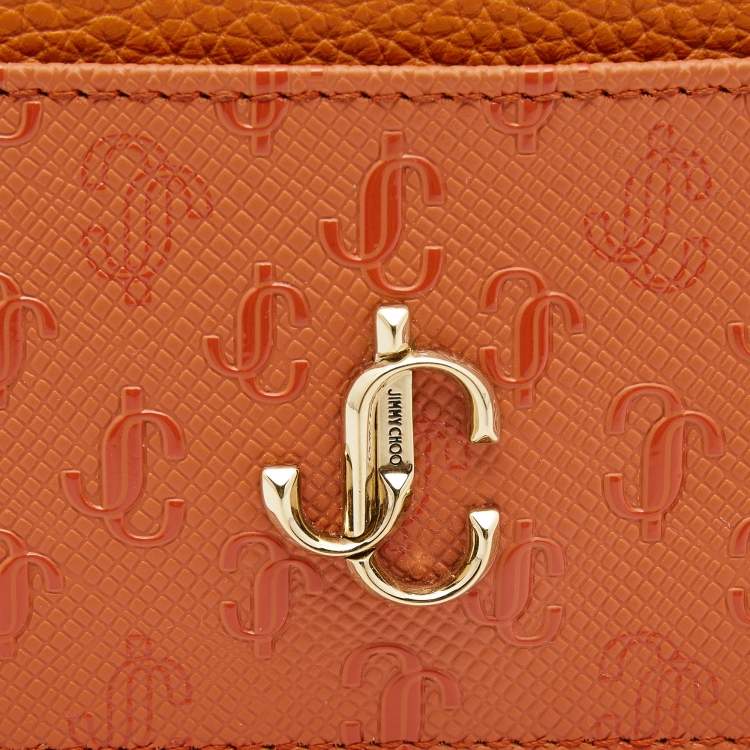 Pre Owned Jimmy Choo Orange Monogram Leather Umika Card Case