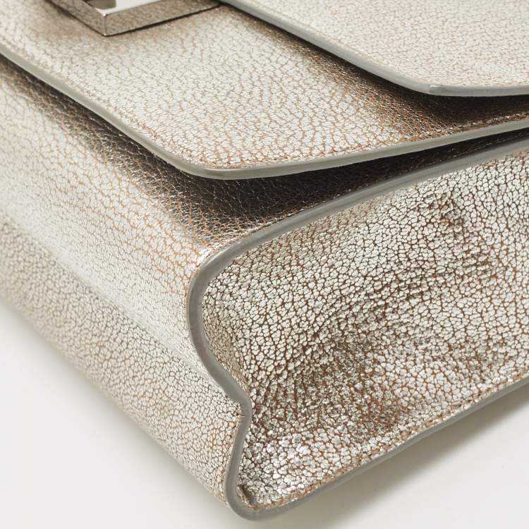 Pre Owned Jimmy Choo Metallic Silver Leather Rebel Shoulder Bag
