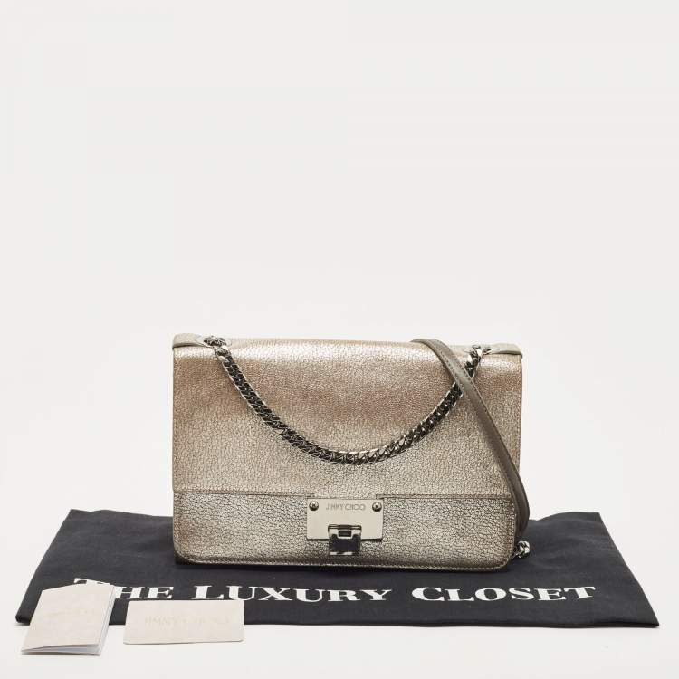 Pre Owned Jimmy Choo Metallic Silver Leather Rebel Shoulder Bag