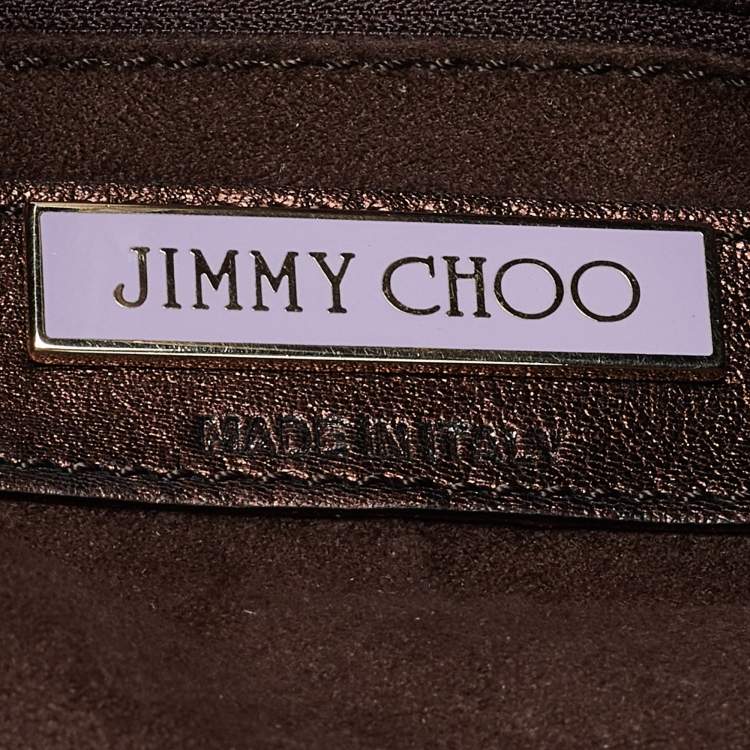 Pre Owned Jimmy Choo Metallic Bronze Perforated Leather Star Tote