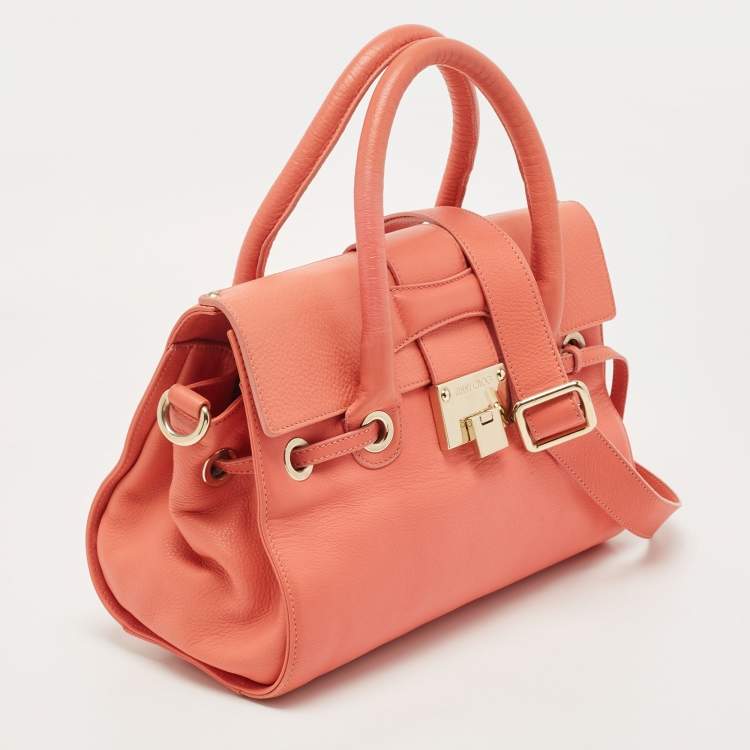 Pre Owned Jimmy Choo Coral Leather Small Rosalie Satchel