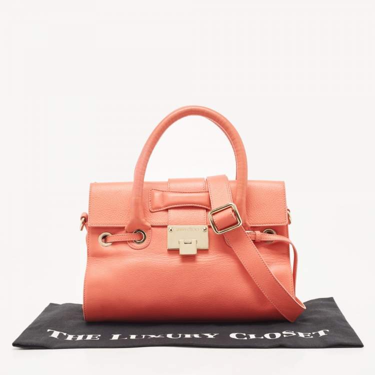 Pre Owned Jimmy Choo Coral Leather Small Rosalie Satchel