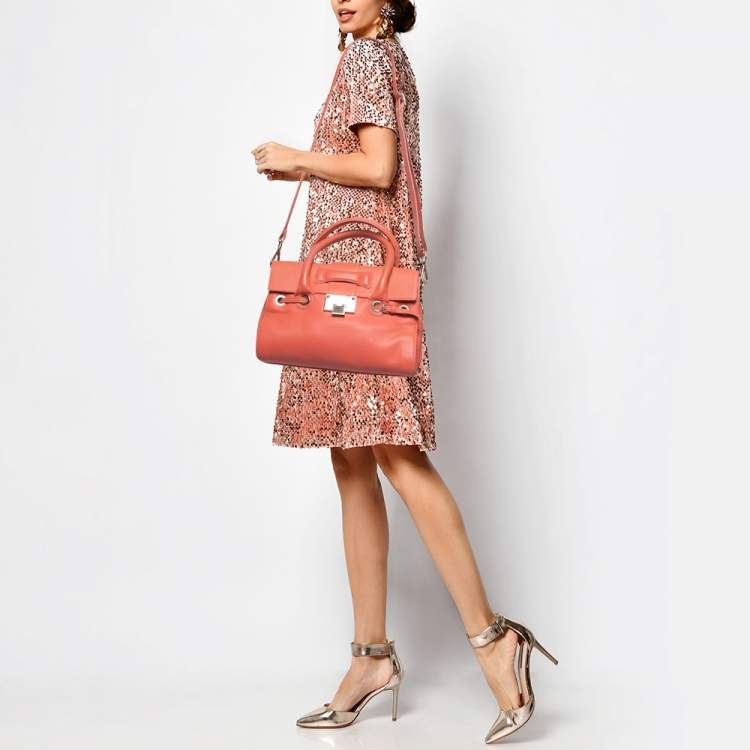 Pre Owned Jimmy Choo Coral Leather Small Rosalie Satchel