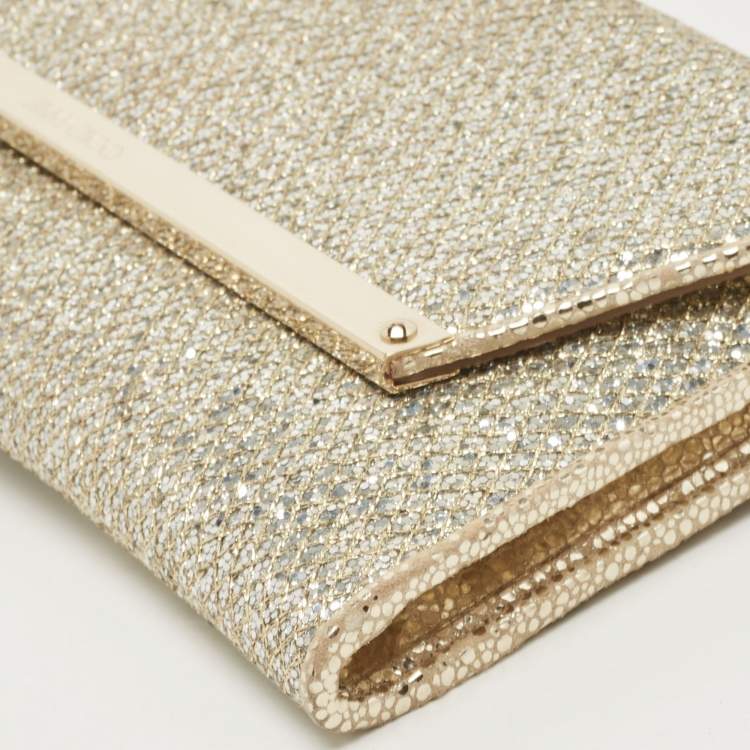 Pre Owned Jimmy Choo Silver/Gold Glitter Margot Chain Clutch