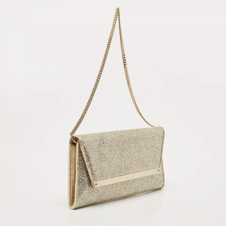 Pre Owned Jimmy Choo Silver/Gold Glitter Margot Chain Clutch