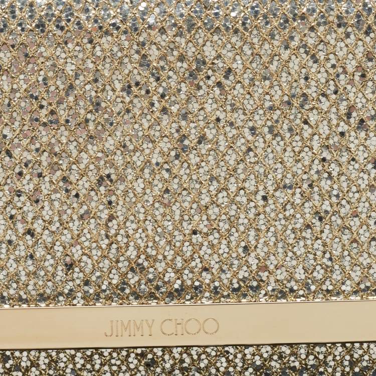Pre Owned Jimmy Choo Silver/Gold Glitter Margot Chain Clutch