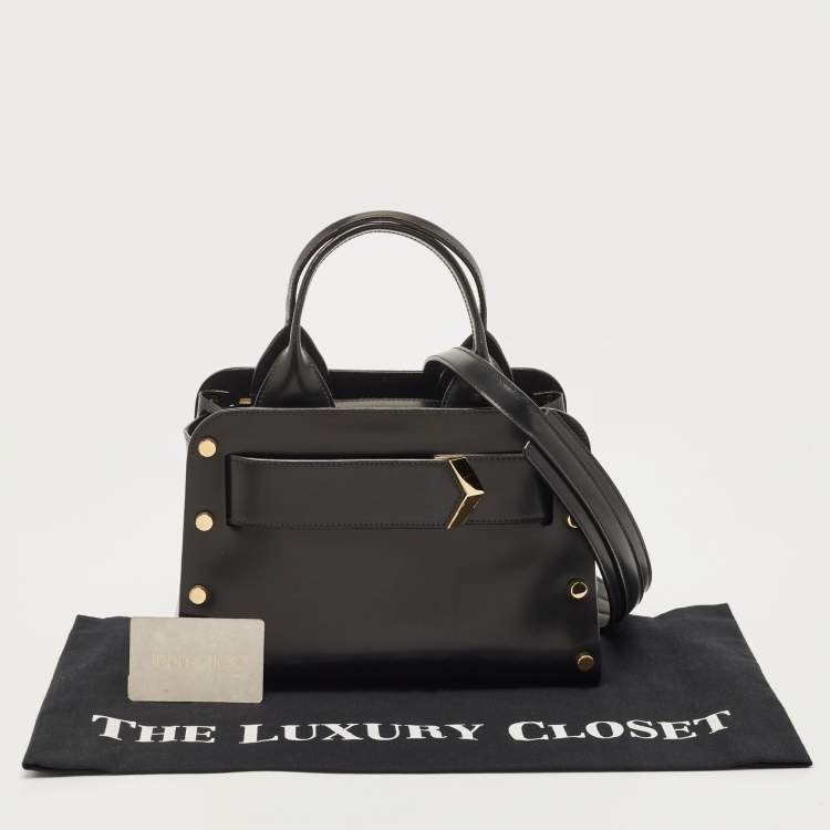 Pre Owned Jimmy Choo Black Leather Studded Satchel