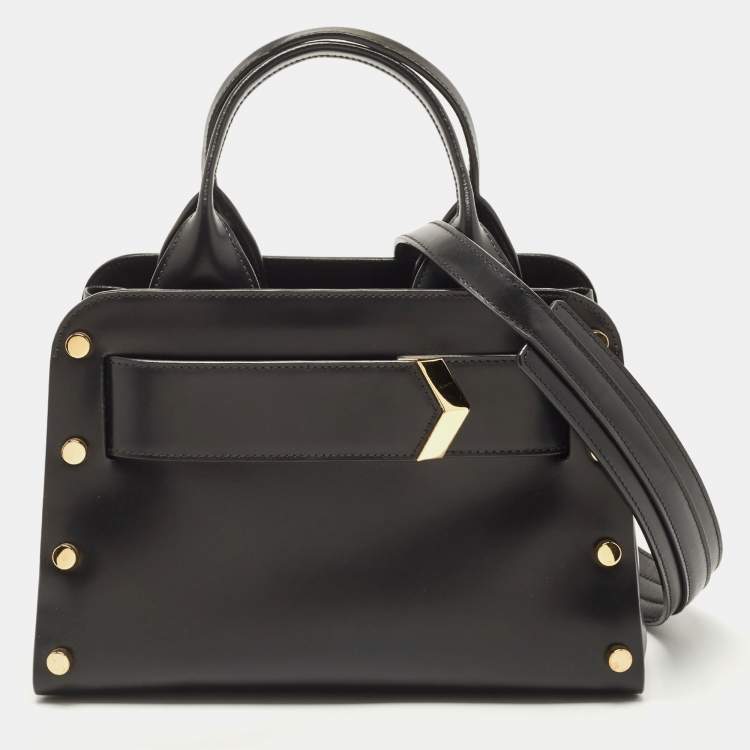 Pre Owned Jimmy Choo Black Leather Studded Satchel