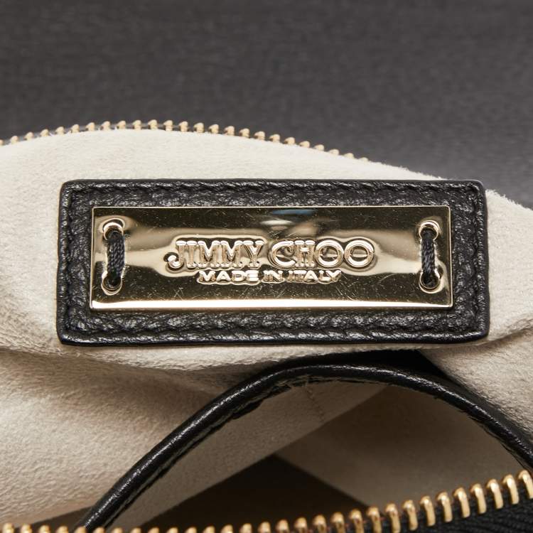 Pre Owned Jimmy Choo Black/Gold Leather Studded Oversized Clutch