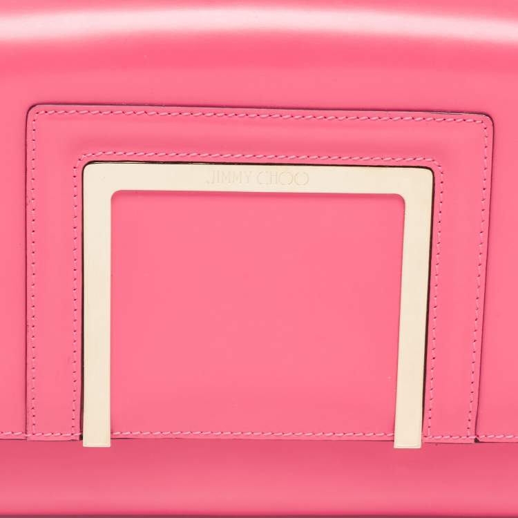 Pre Owned Jimmy Choo Coral Pink Leather Alba Shoulder Bag