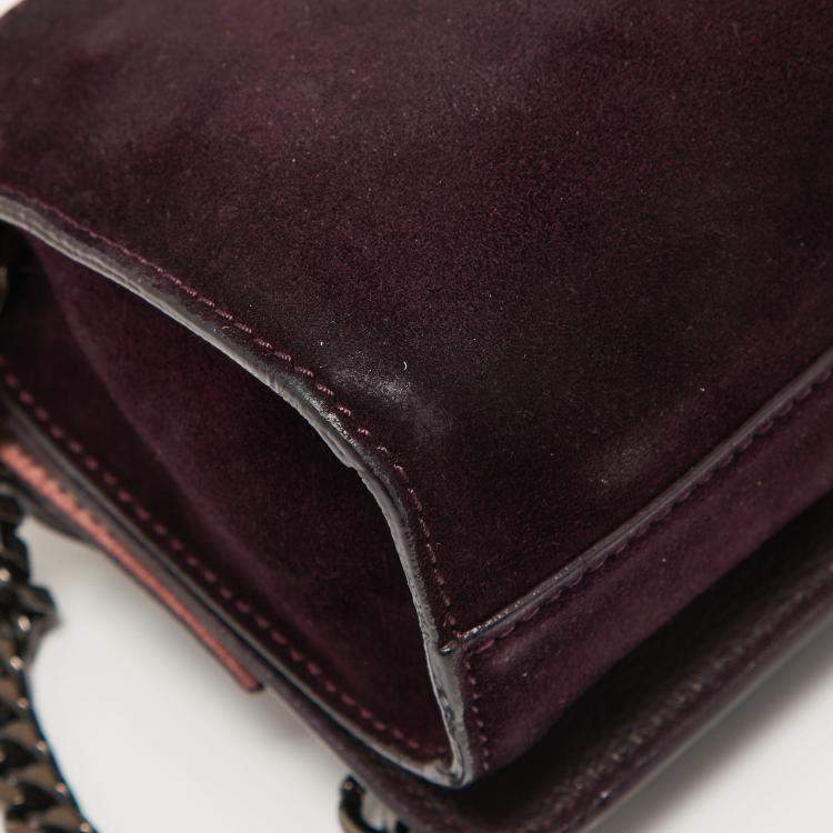 Pre Owned Jimmy Choo Purple/Brown Suede and Glitter Rebel Crossbody Bag