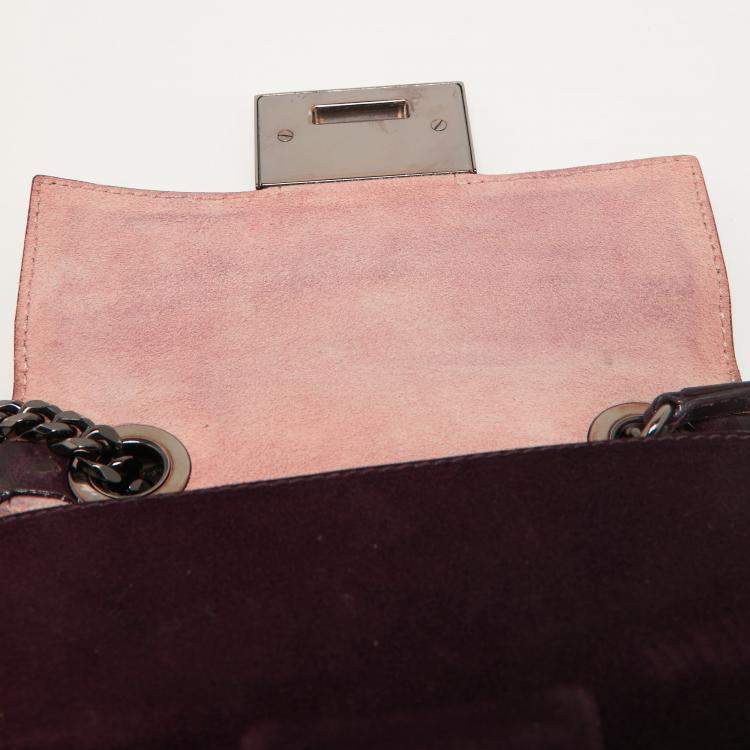 Pre Owned Jimmy Choo Purple/Brown Suede and Glitter Rebel Crossbody Bag
