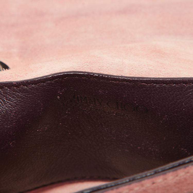Pre Owned Jimmy Choo Purple/Brown Suede and Glitter Rebel Crossbody Bag