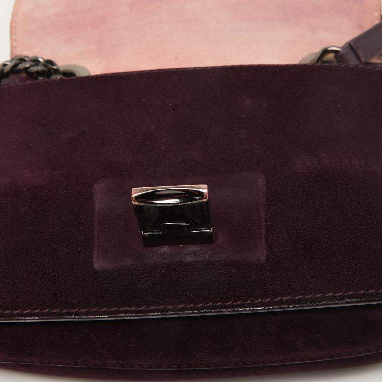 Pre Owned Jimmy Choo Purple/Brown Suede and Glitter Rebel Crossbody Bag