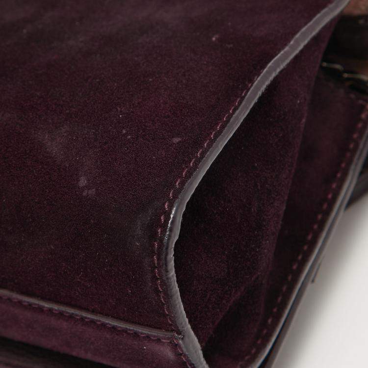 Pre Owned Jimmy Choo Purple/Brown Suede and Glitter Rebel Crossbody Bag