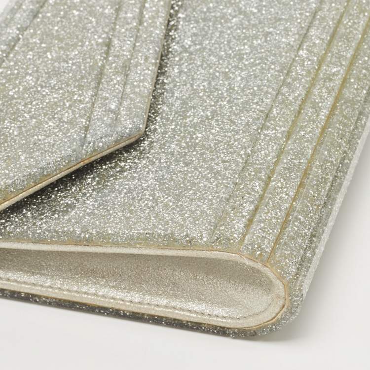 مملوكة مسبقًا Jimmy Choo Silver Glitter Acrylic and Leather Candy Chain Clutch 
