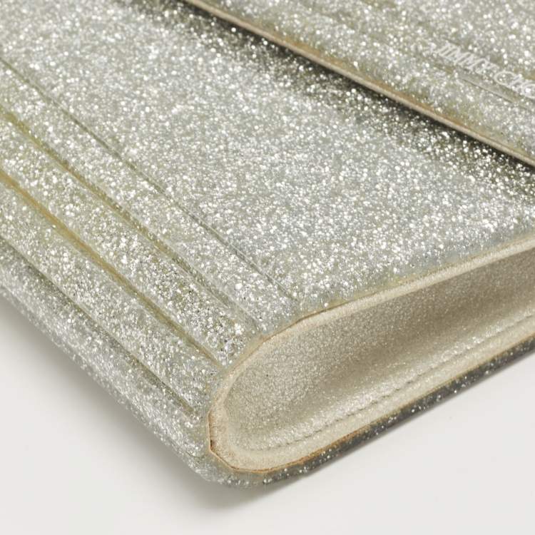 مملوكة مسبقًا Jimmy Choo Silver Glitter Acrylic and Leather Candy Chain Clutch 