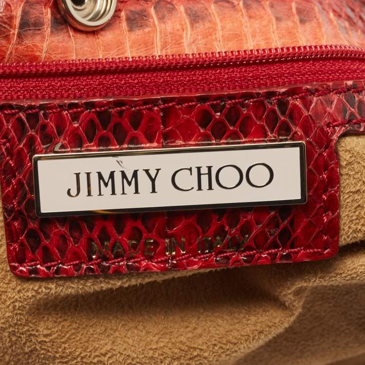 Pre Owned Jimmy Choo Red/Black Watersnake Leather Lohla Jane Hobo 