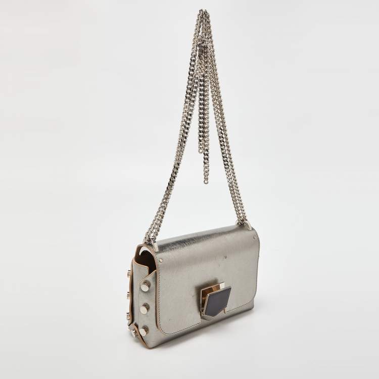 Pre Owned Jimmy Choo Metallic Leather Lockett City Shoulder Bag