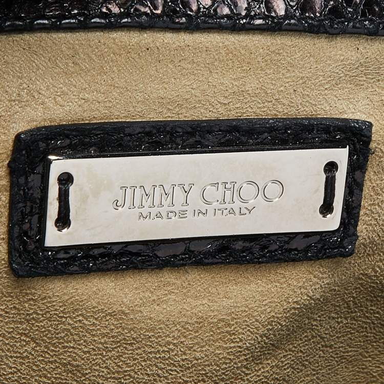Pre Owned Jimmy Choo Black Python Boho Biker Chain Shoulder Bag