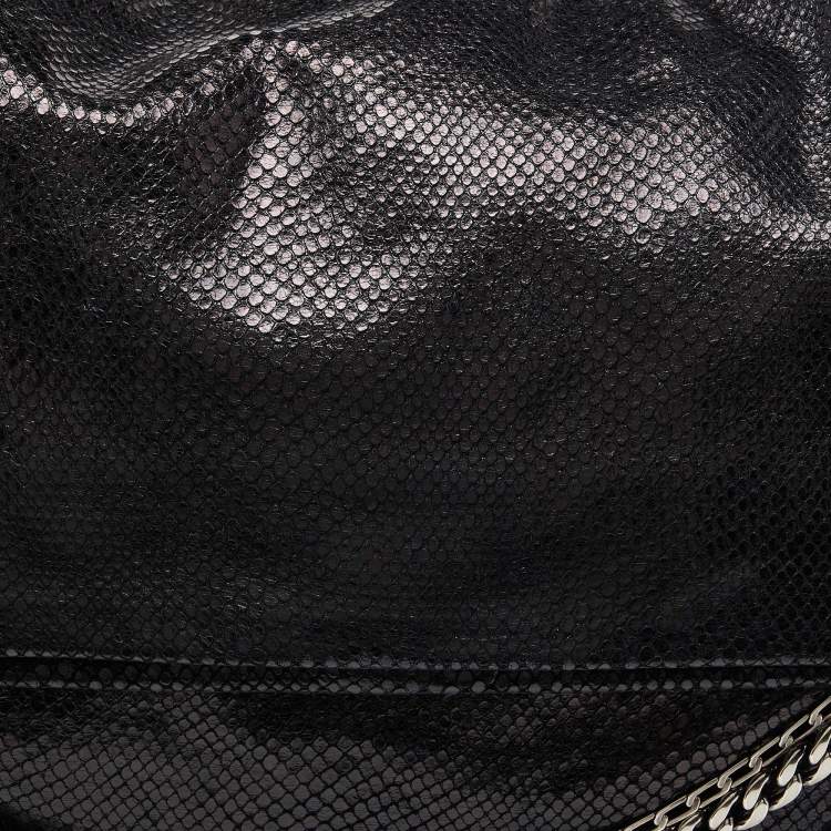 Pre Owned Jimmy Choo Black Python Boho Biker Chain Shoulder Bag