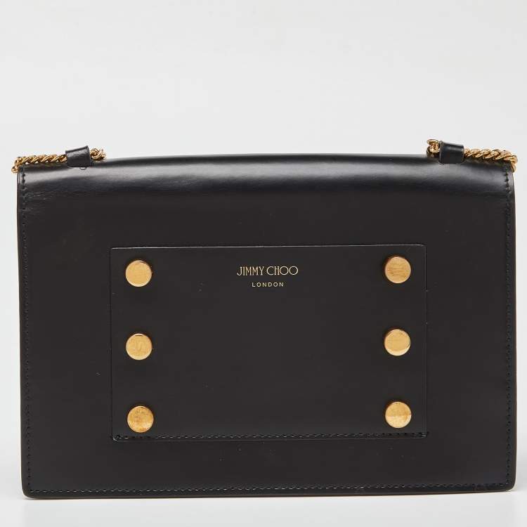 Pre Owned Jimmy Choo Black Leather Leila Crossbody Bag